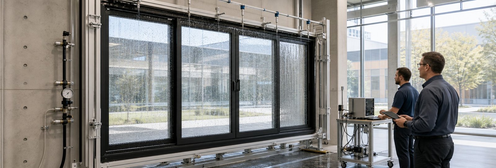 Aluminum window water and structural performance testing laboratory