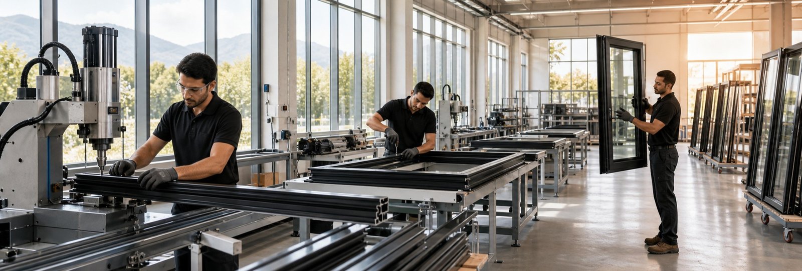 Precision aluminum window and door manufacturing process