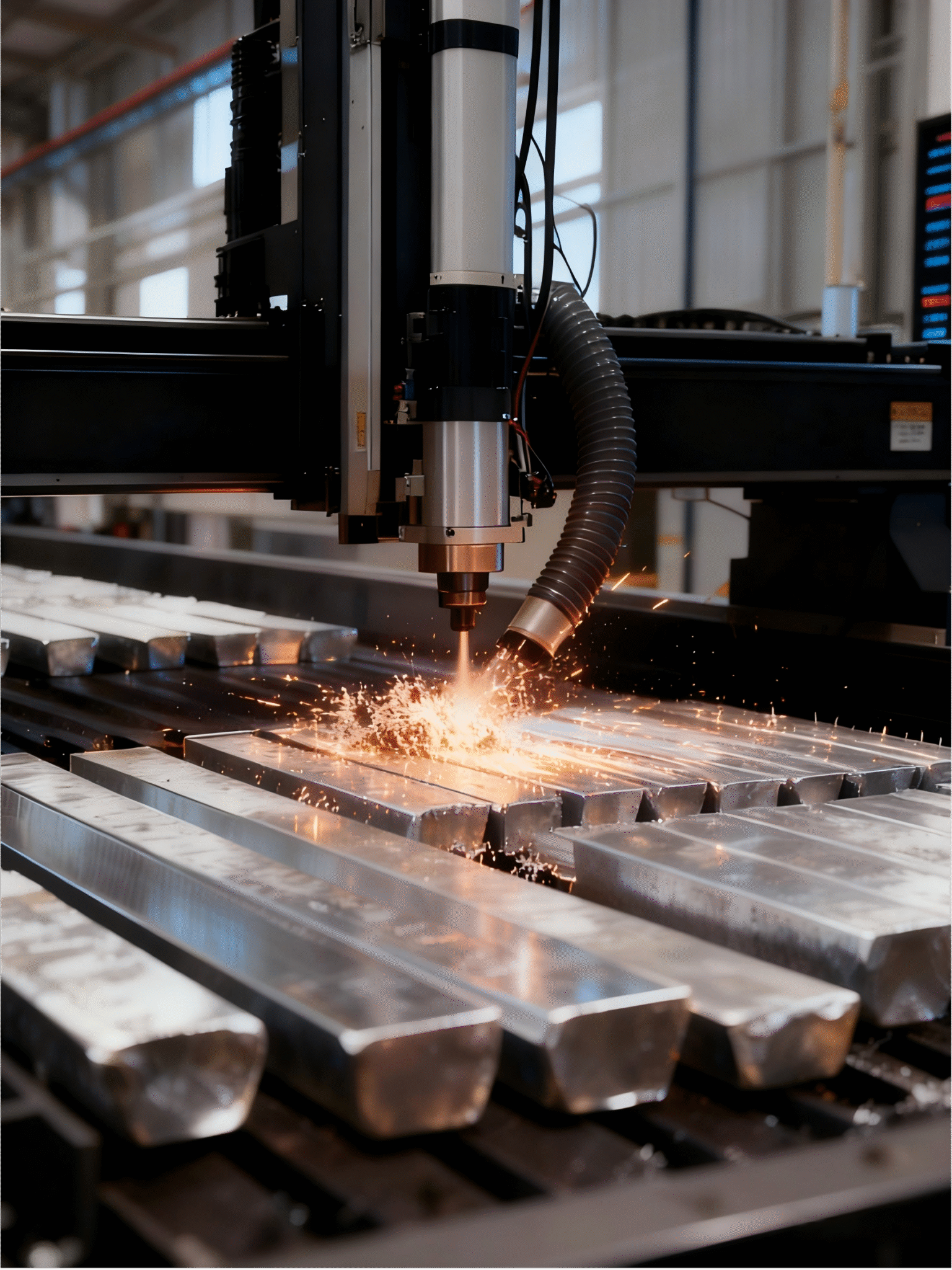 CNC aluminum profile cutting full process display