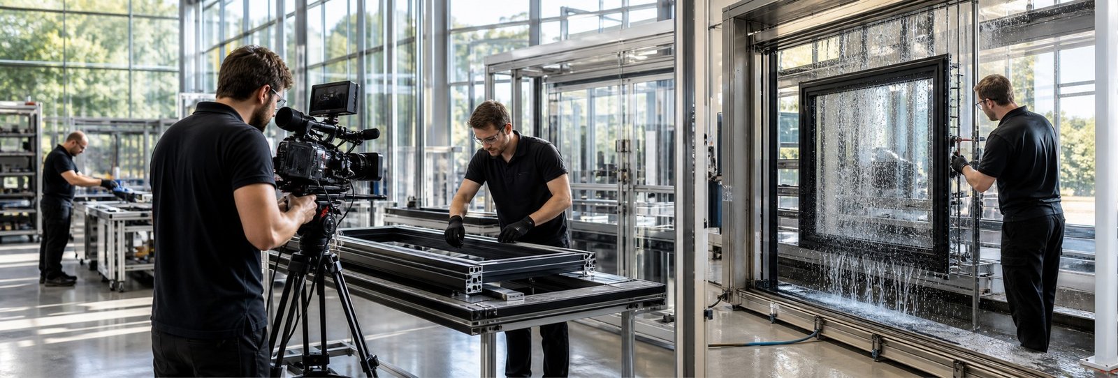 Aluminum window production and performance testing videos